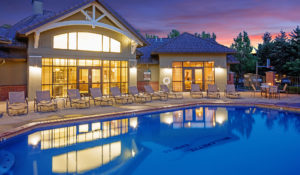 Pool at dusk.